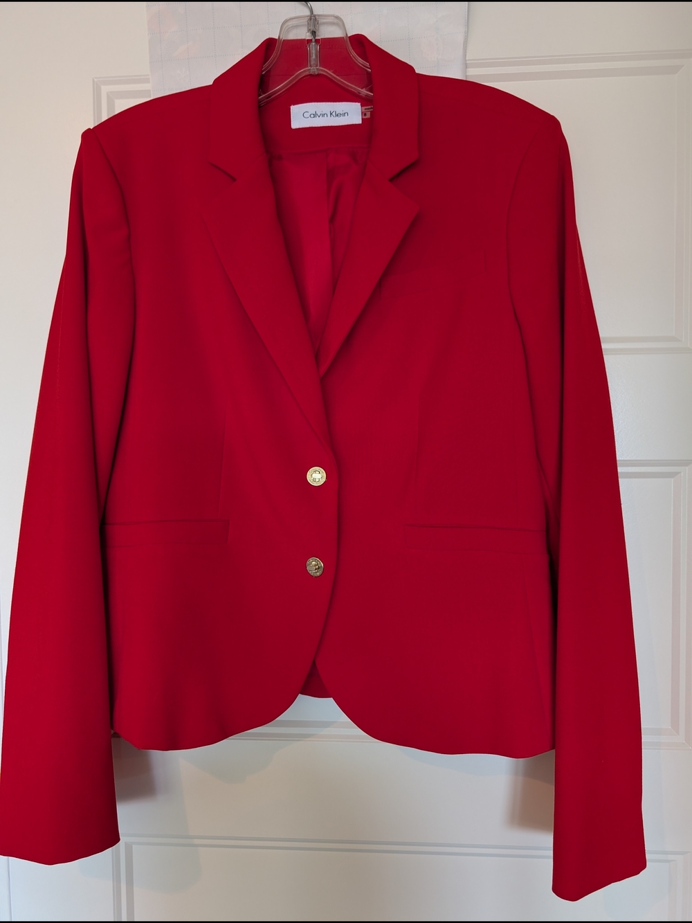 Calvin Klein Red Women's Blazer with Gold Buttons